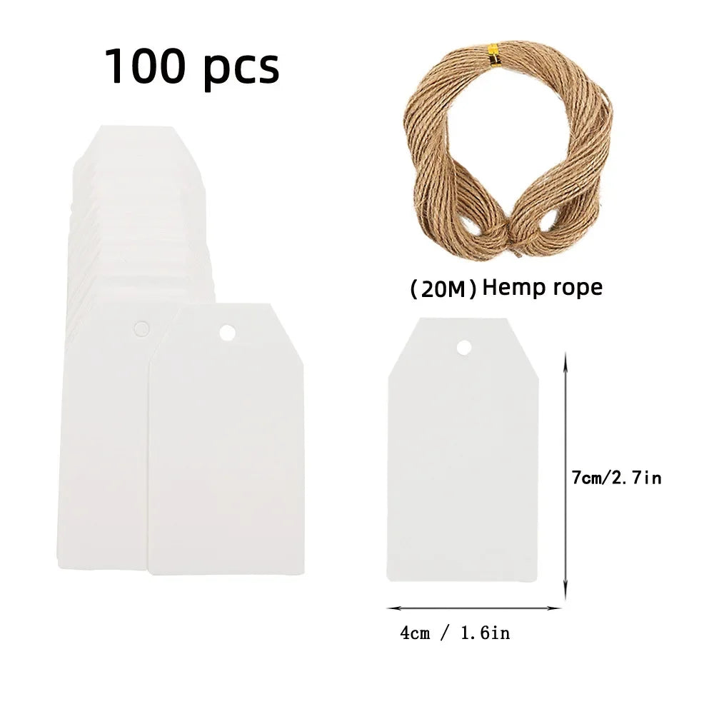 100pcs Small Kraft Paper Gift Price Tags for Wedding Birthday Party Decoration And Jewelry Pricing