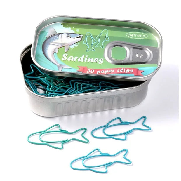 Cute paper clips metal sardine shapes saldina 30 clips fish shaped bookmark plastic coated paper clip school office accessories