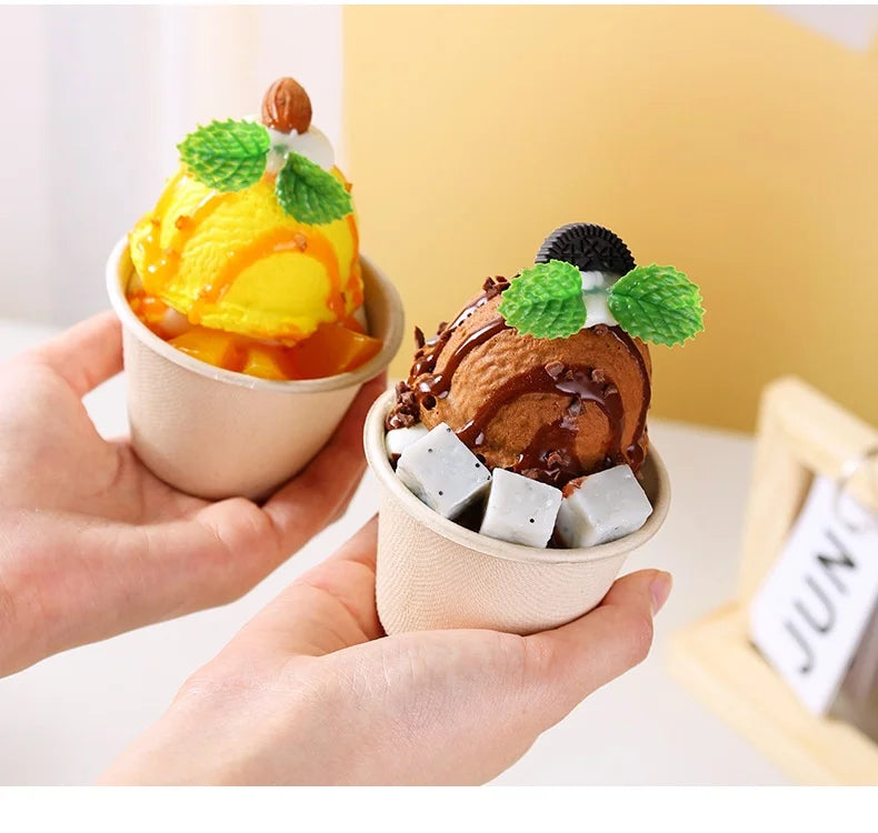 5/10/20/50pcs 5OZ Ice Cream Cup Environmentally Friendly Degradable Disposable Celebrity Dessert Pulp Light Food Paper Bowl