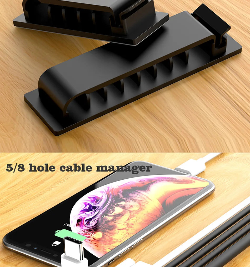 Cable Organizer Self Adhesive Cable Clips USB Cable Management Clamp Car Home Desk Wall Cord Holder Charging Wire Winder Manager