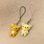 Kawaii Rilakkuma Easy Bear Phone Rope Chain Keyrings Lazybear Doll Keychains Bag Key Pendants Gift