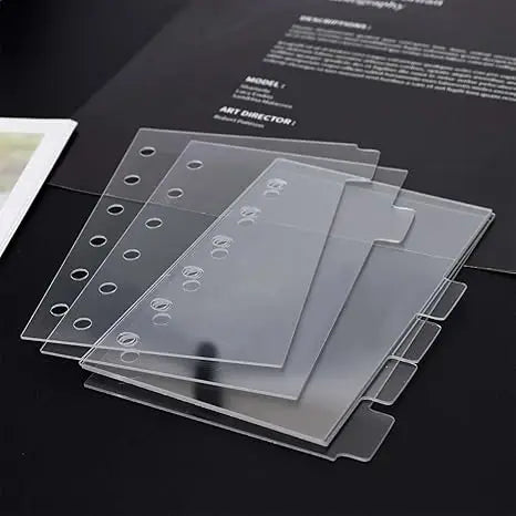 A5/A6/A7 Binder Dividers Planner Insets 6 Tabs Clear Thick Acrylic Index Divider/Cover  Refillable Page Protectors for 6 Ring