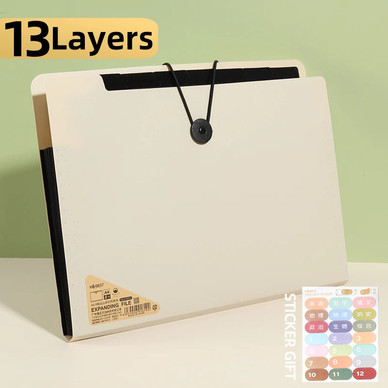 A4 File Folder Storage Bag 5/8/13 Layers Desktop Organizer for Test Papers School Stationery Office Supplies