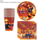108*180cm Fireman Sam Party Supplies Disposable Tablecloth Firefighter Plastic Table Cover Fire Truck Birthday Decoration