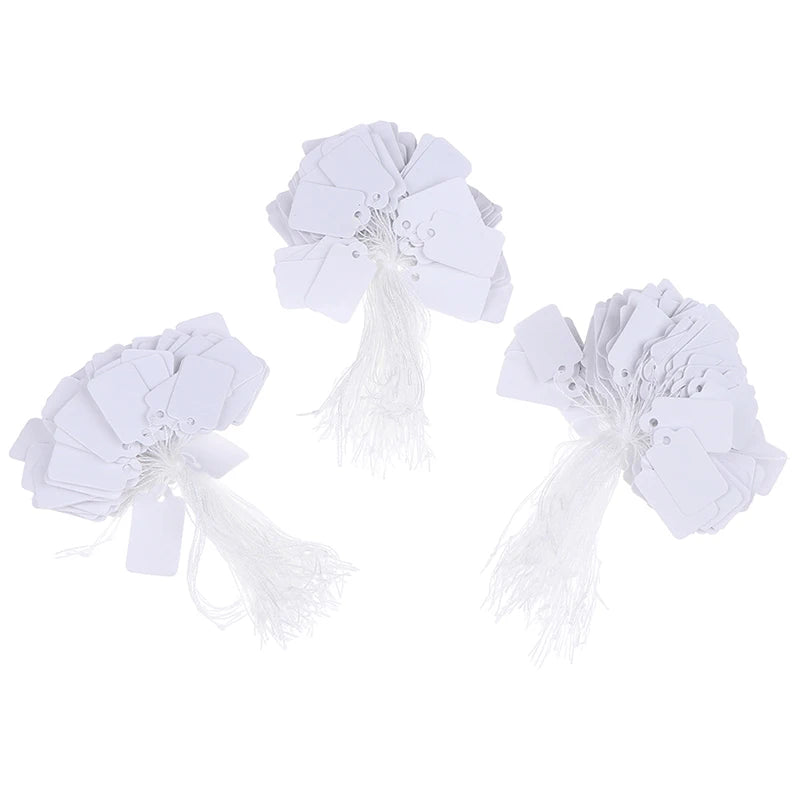 300Pcs Price Tags Label Tie String Strung Ticket Jewelry Merchandise Display Price Tags