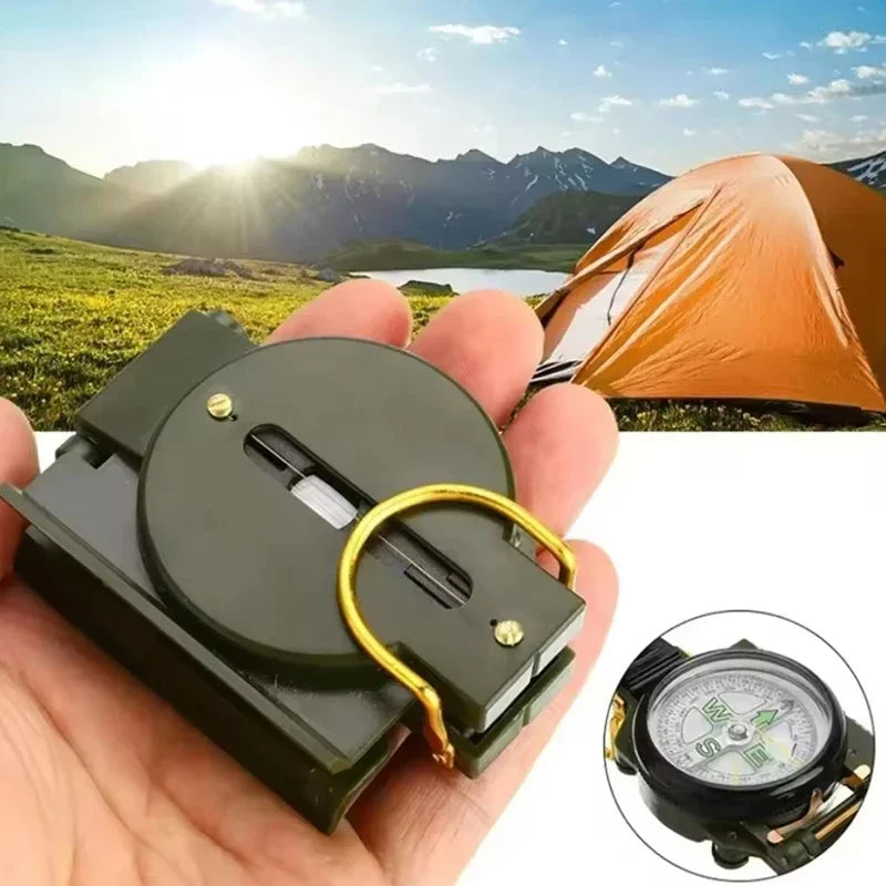 Aluminum alloy Portable Army Green Folding Lens Compass Metal Military Marching Lensatic Camping Compass Guide High Precision