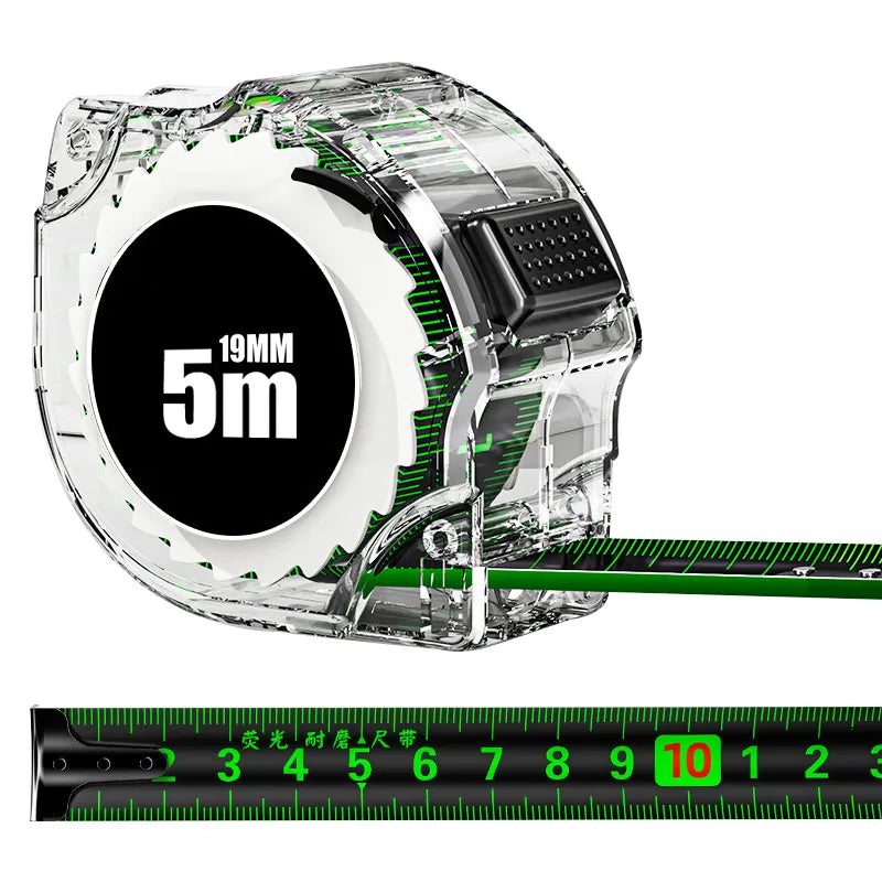 Self locking Steel Tape measure black Fluorescent tape 5M High precision Thickened Wear-resistant Fall resistant Measuring Tape