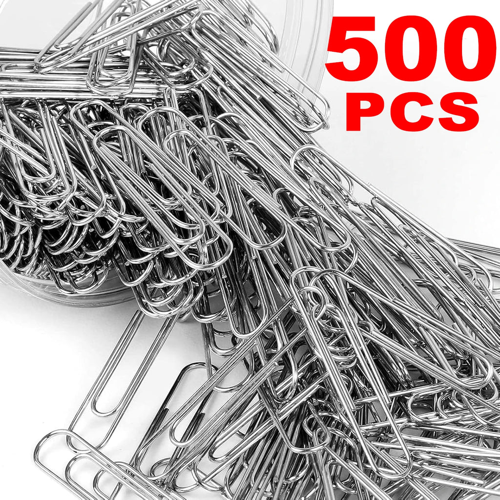 50-500PCS Stainless Steel Paper Clips Rustproof Sturdy Coated U-shaped Paperclips for Student Office School Stationery Supplies