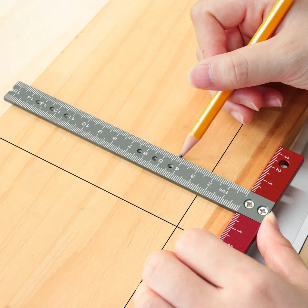 Metric T square positioning ruler, aluminum alloy square ruler measuring and scribing tool