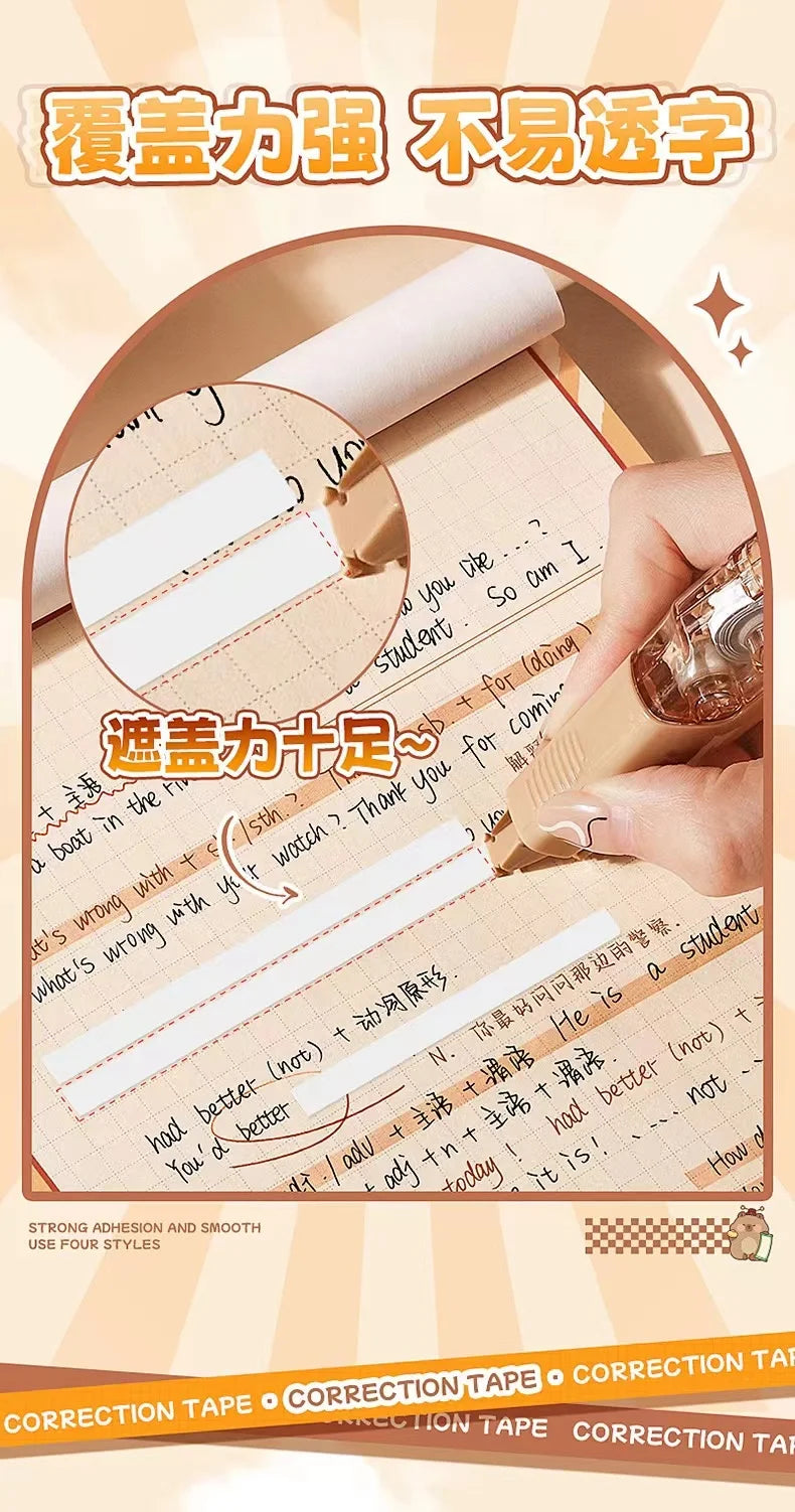 kawaii Aesthetic stationery back to school supplies capybara correction tape corrector school accessories equipment Cute things