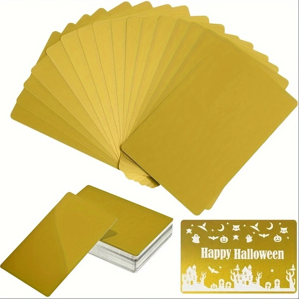 50Pcs/Set Portable Metal Business Card Colored Finish Aluminum Blank Laser Engraving Cards Special Logo Printing Office Supplies