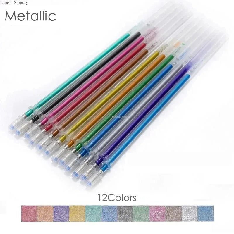 12-100pcs Glitter Pen Refills Set Flash Multicolor Gel Pen Refill Core DIY Art Writing Painting Graffiti Pen Refills Supplies