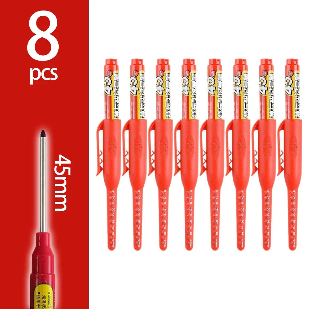 4-60Pcs 45mm Long Nib Head Carpenter Pen Deep Hole Marker Pens Black/Blue/Red/White for Measuring Woodworking Hand Tools