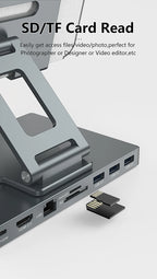 Blueendless Ipad Stand USB C Hub 4K 60HZ HD Type-C 100W PD SD/TF Slot Reader USB 3.0 5Gbps 9 In 1 Type-C Hub Ipad Holder