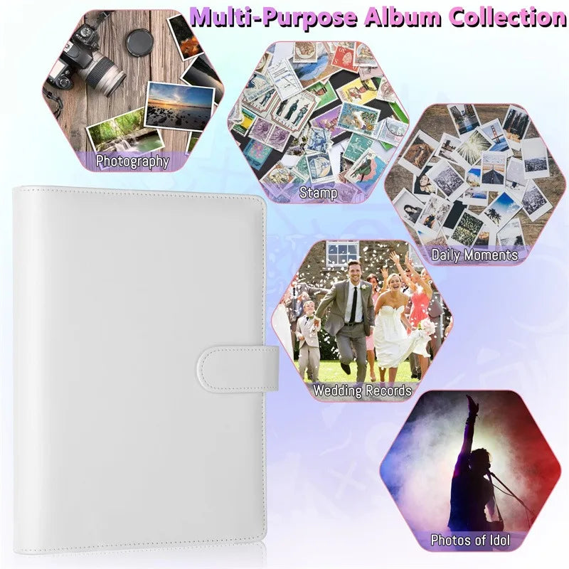 A5 Notebook Photocard Binder 25pcs Page(4 Grids)  PU Leather Loose Leaf Organizer Photo Binder Book Kpop Photo Albums Idol Cards