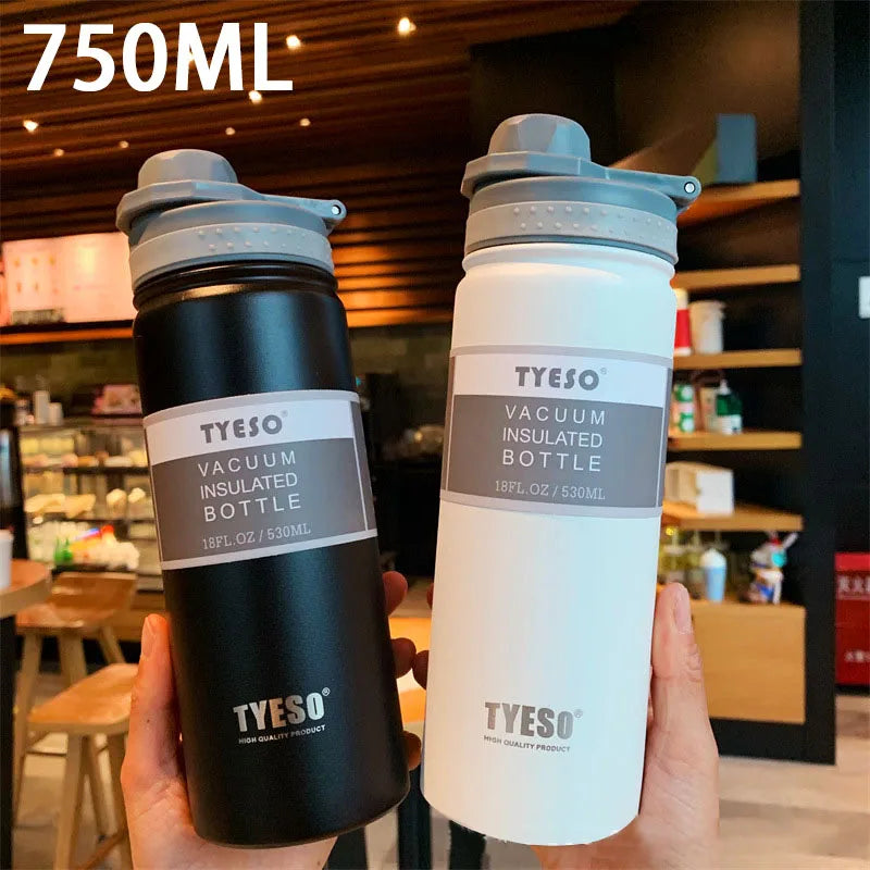 TYESO 600/750ML Thermos Bottle Stainless Steel Vacuum Flask Travel Cup Insulated Water Bottle Sport Thermal Mug Hot & Cold Mug