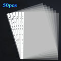 50/100pcs Clear A4 Plastic File Folders - 11-Hole 3-Ring Binder Compatible, Durable PP Document Sleeves for Office, School, Home