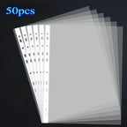 50/100pcs Clear A4 Plastic File Folders - 11-Hole 3-Ring Binder Compatible, Durable PP Document Sleeves for Office, School, Home