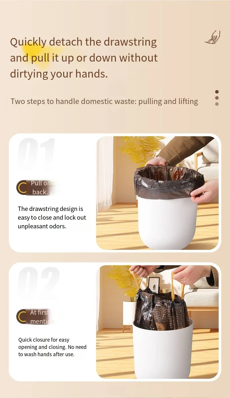30/roll Drawstring Garbage Bags, Leak Proof Garbage Bags Can Be Used for Kitchen, Living Room, Office, Dining Room, Etc
