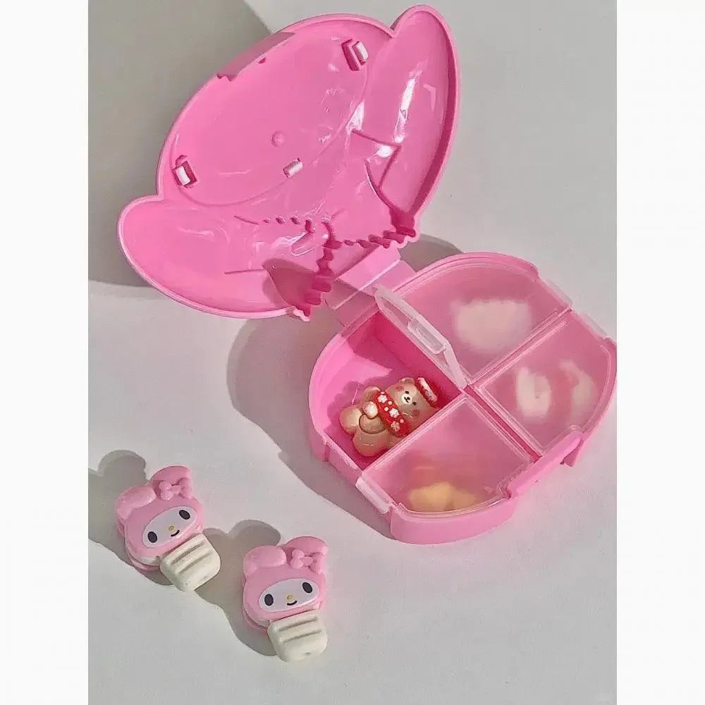 Sanrios Mini Pill Box Anime Figures Hellokitty Portable Pill Case Medication Organizer Cute Mymelody Cartoon Daily Dose Box Gift
