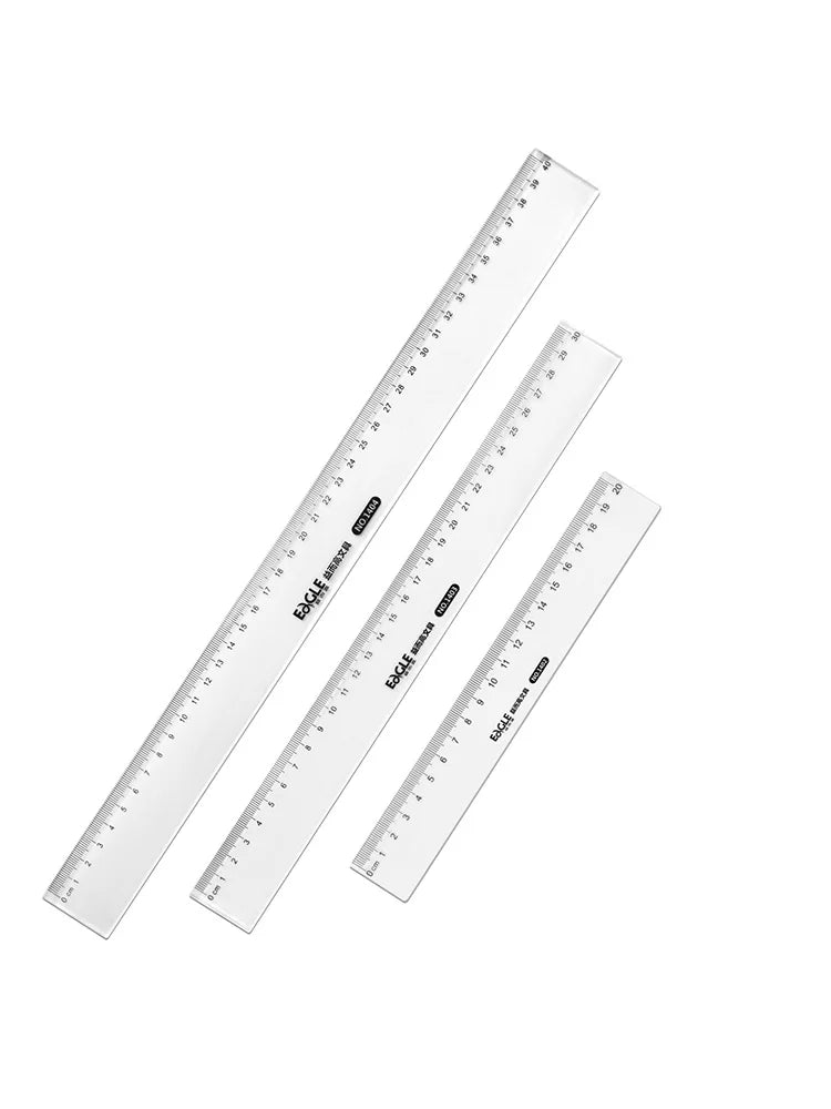 3Pcs Transparent Ruler Set 20/30/40cm, Thin & Strong Shatterproof, for Engineering Drawing, Office, School, Measurement Tools