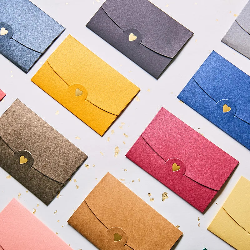 20Pcs small greeting card envelope made of Western colored pearl paper material with exquisite hot stamping and embossed design
