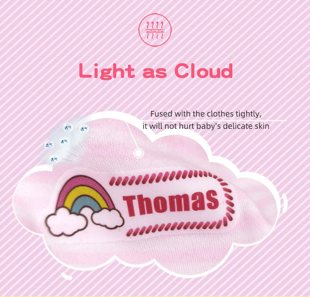Custom Heat Transfers Name Sticker Personalized Washable Clothes Ironing Stickers Iron-on Labels Fabric Clothing Babysuit Tags