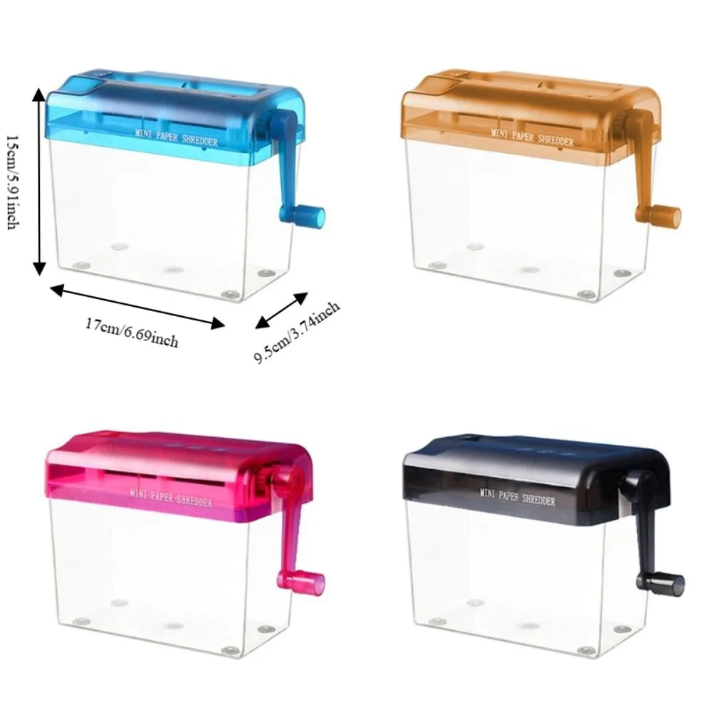 Professional Mini Manual Paper Shredder Hand Crank Non-slip Base Paper Sharper ABS Transparent Document Destroyer Office