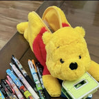 Cute Winnie the Pooh x Stitch Plush Doll Pen Bag, Large Capacity Student Stationery Pouch, Cartoon Pencil Case for School Gift