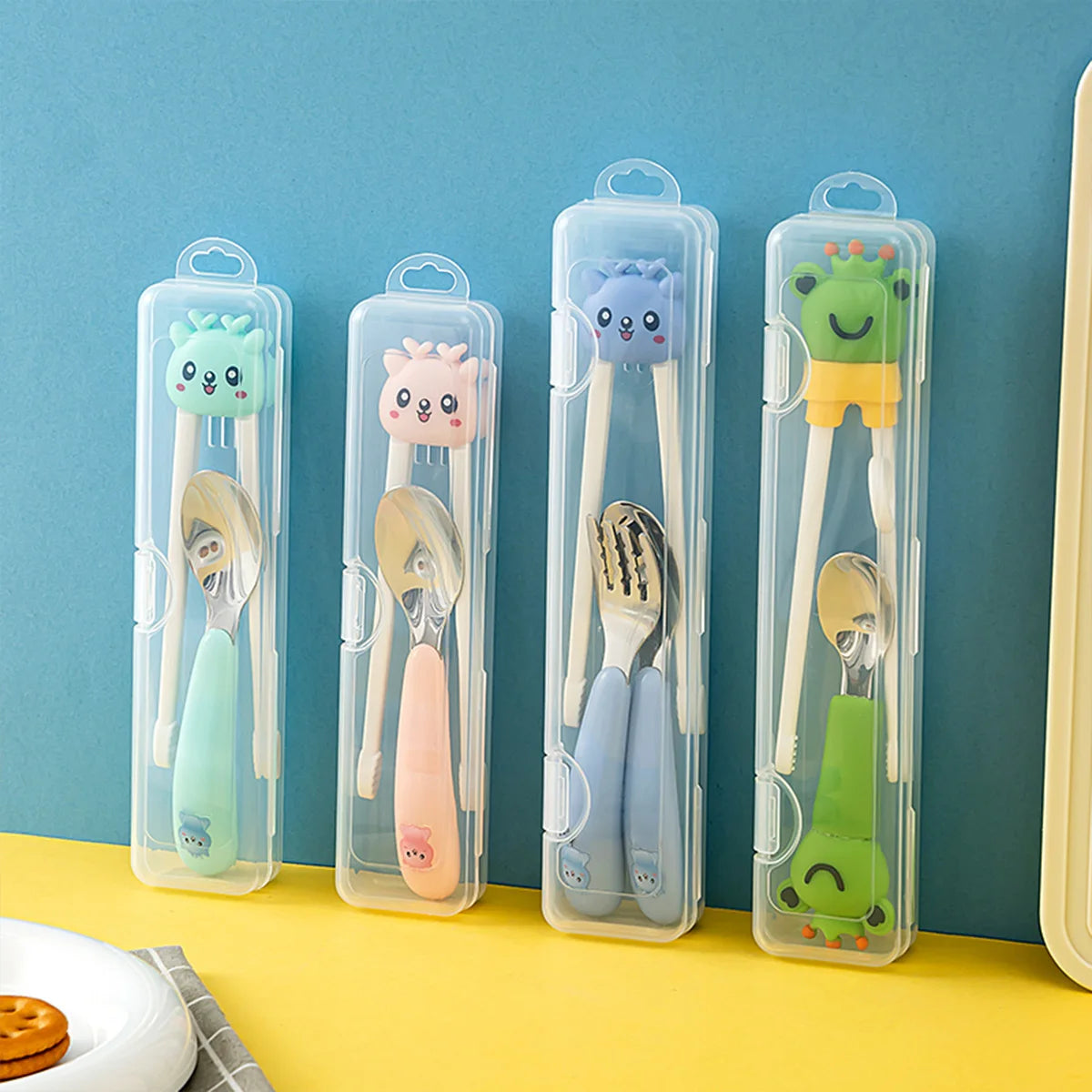 Portable Transparent Tableware Box Travel Flatware Storage Box With Flip Cover Dustproof Chopsticks Forks Spoon Cutlery Case