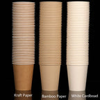 8 oz Bamboo Fiber Paper Cups Brown Kraft Disposable Coffee Cups Unbleached Cups for Hot/Cold Beverage Party Picnic Travel Events