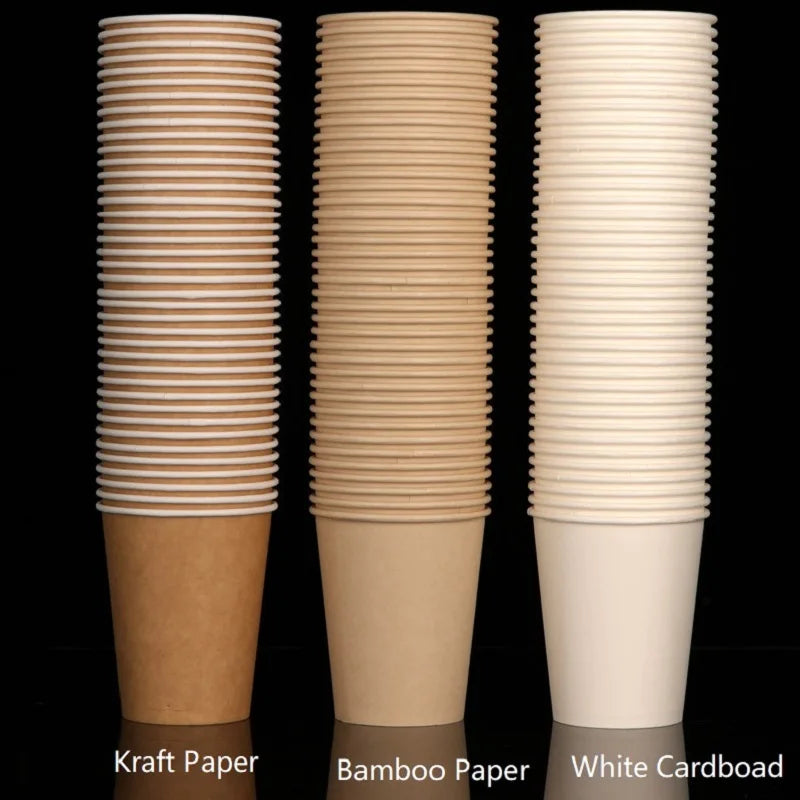 8 oz Bamboo Fiber Paper Cups Brown Kraft Disposable Coffee Cups Unbleached Cups for Hot/Cold Beverage Party Picnic Travel Events