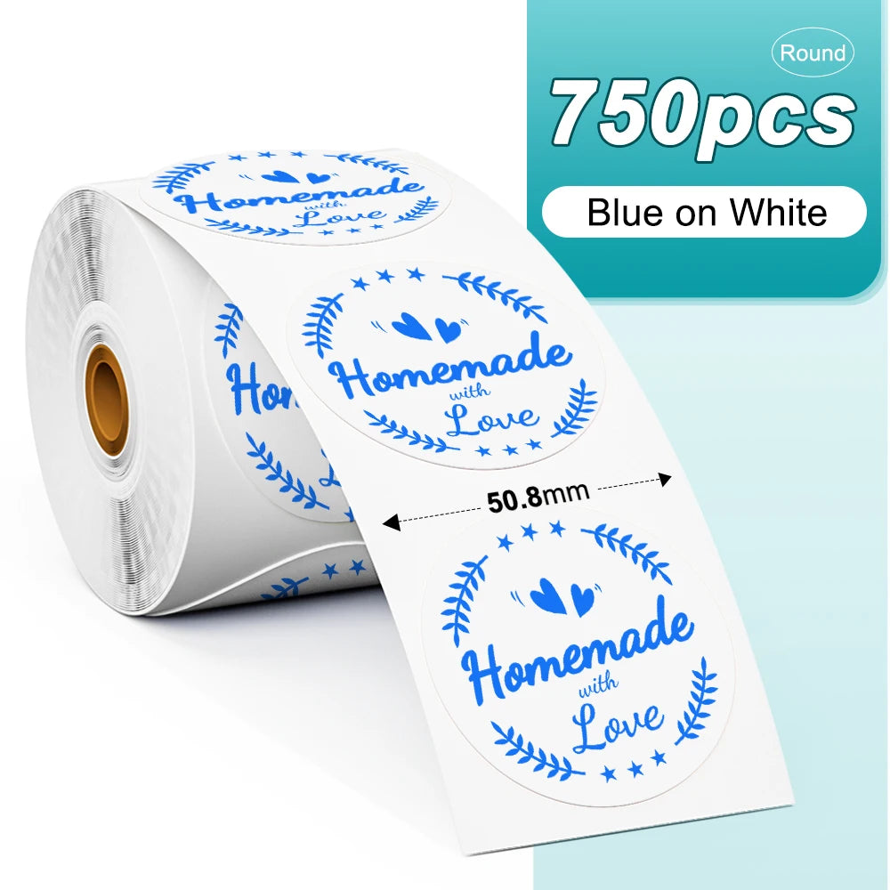 Phomemo PM241 Shipping Printer Label Sticker Round Paper Square Label Rainbow Color for DIY Logo Design Small Business Adress