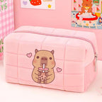 Cute Capybara 1pc pink blue Pillow Design Cosmetic Bag Pencil Case Pen Pouch Large-capacity Student Storage Pencil Case gift