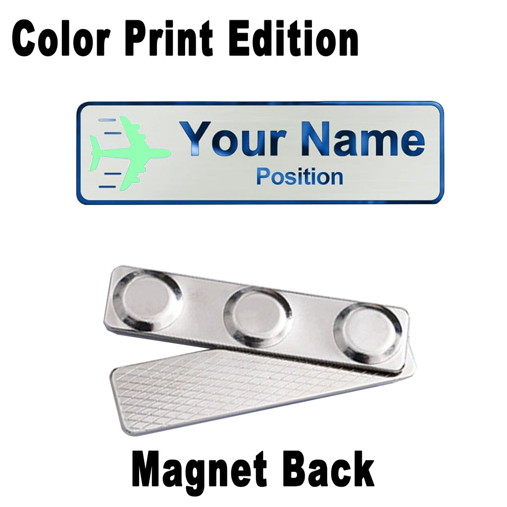 Custom Name Badge Engraved Personalized Name Plate Stainless Steel Custom Name Tag with Magnetic Pin Back Pin Clip