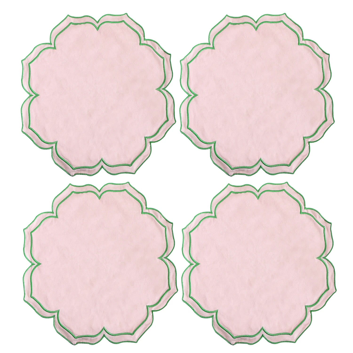 Lotus Shaped Embroidered Edge Napkins 4pcs/set Thickened Pure Cotton Breathable Placemats for Weddings Christmas Daily Party