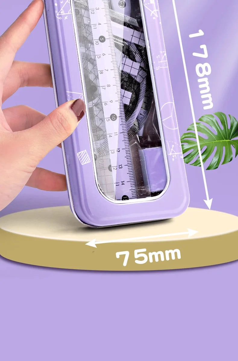 Ruler 8-piece Set Student-specific Compass Measuring Angle Ruler Triangle Ruler Ruler  Full Set of Ruler Stationery Gift Package