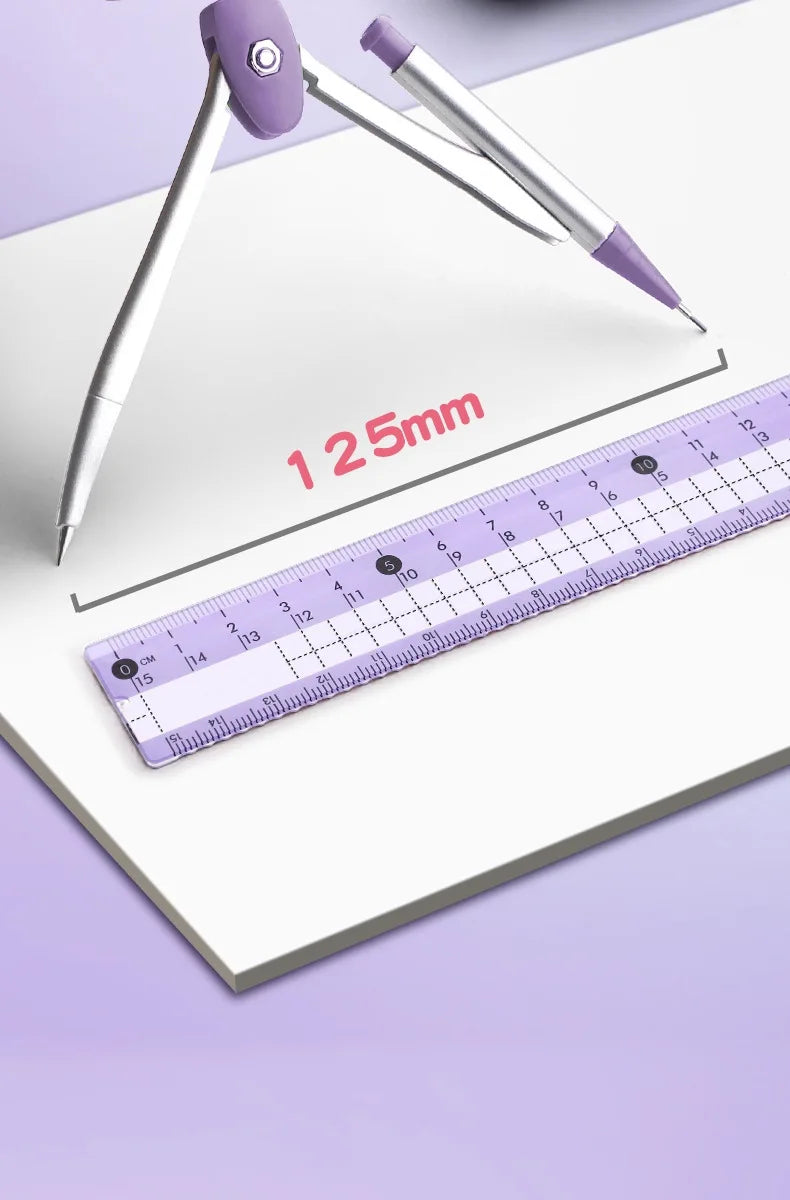 Ruler 8-piece Set Student-specific Compass Measuring Angle Ruler Triangle Ruler Ruler  Full Set of Ruler Stationery Gift Package