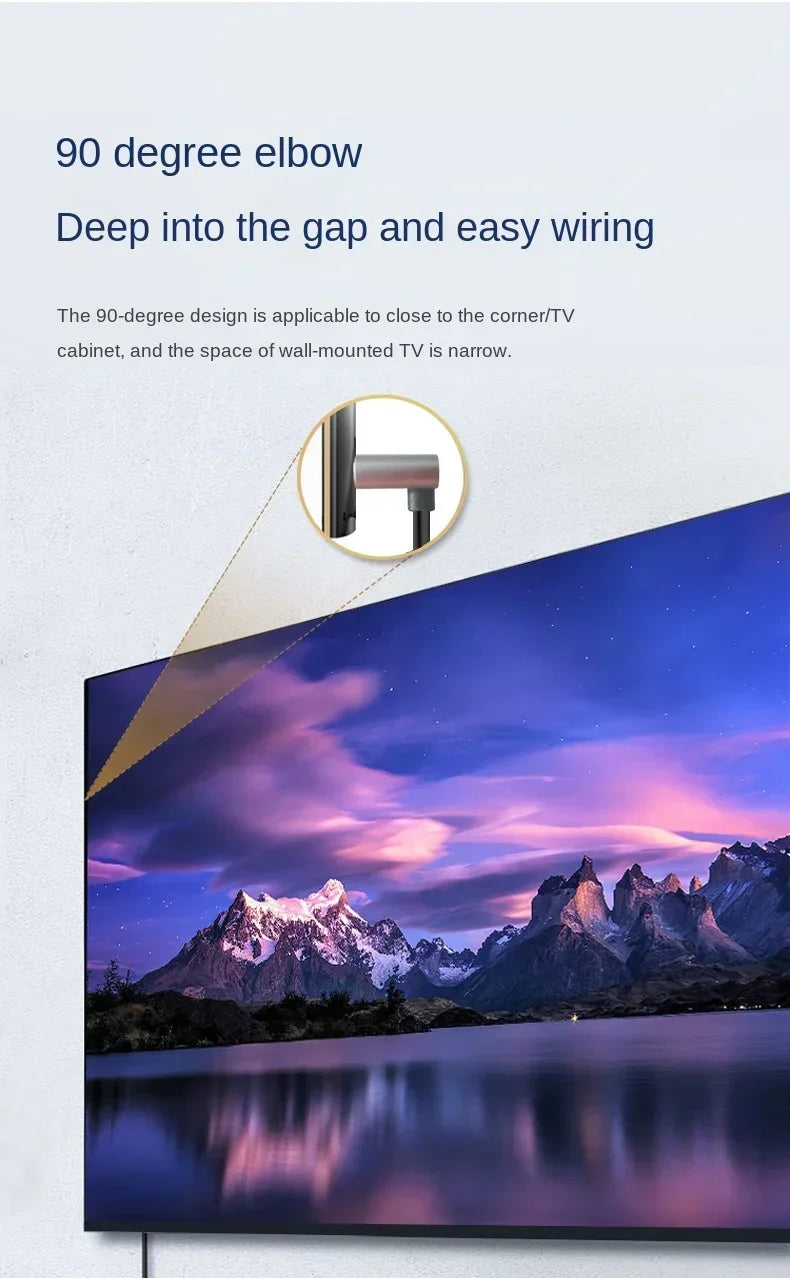 8K 90 degree HDMI-Compatible 2.1V Cable Cord 8K 60Hz 4K 120Hz 48Gbps EARC ARC HDCP Ultra High Speed HDR for Projector PS4 PS5