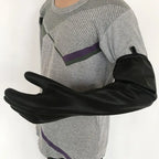 Acid and alkali resistant black lengthened anti-corrosion waterproof industrial latex thickened rubber gloves