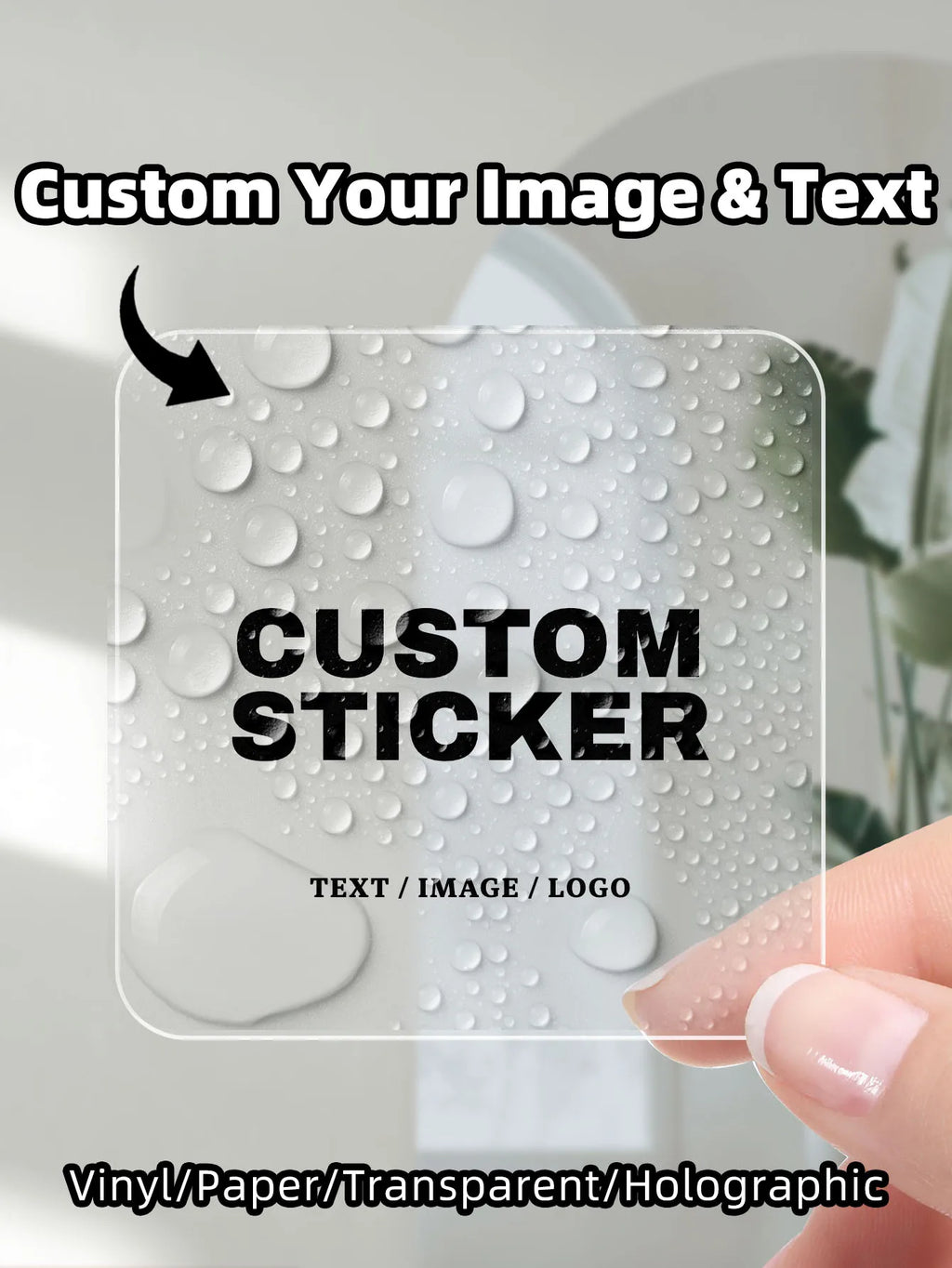 Custom Waterproof PVC Square Stickers 1/70/210 Pcs Personalized for Party Label Packaging