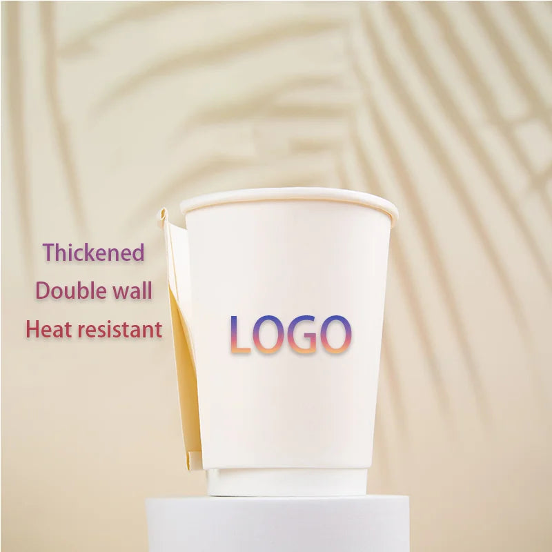 1000pcs 9oz 250ml double wall coffee cups, insulated double wall paper cups, company logo personalized customization wholesale