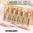 1 Piece Cartoon Utility Knife for Student Cute Fashion Box Cutter Small Portable Kawaii Beige Coffee Color Letter Opener Office