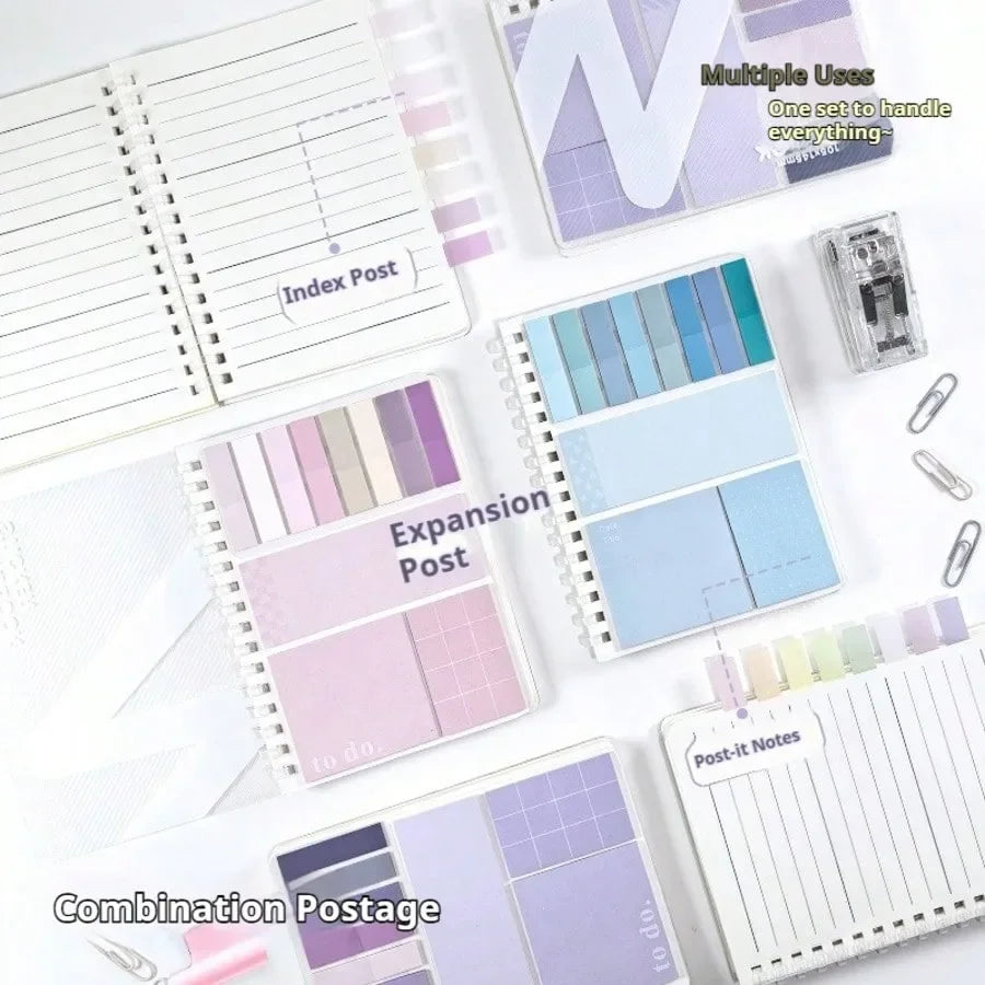 Kawaii Sticky Notes Set Expandable Removable Student Memo Pads Must-Have Study Planner Supplies Bulletin Journal Accessories