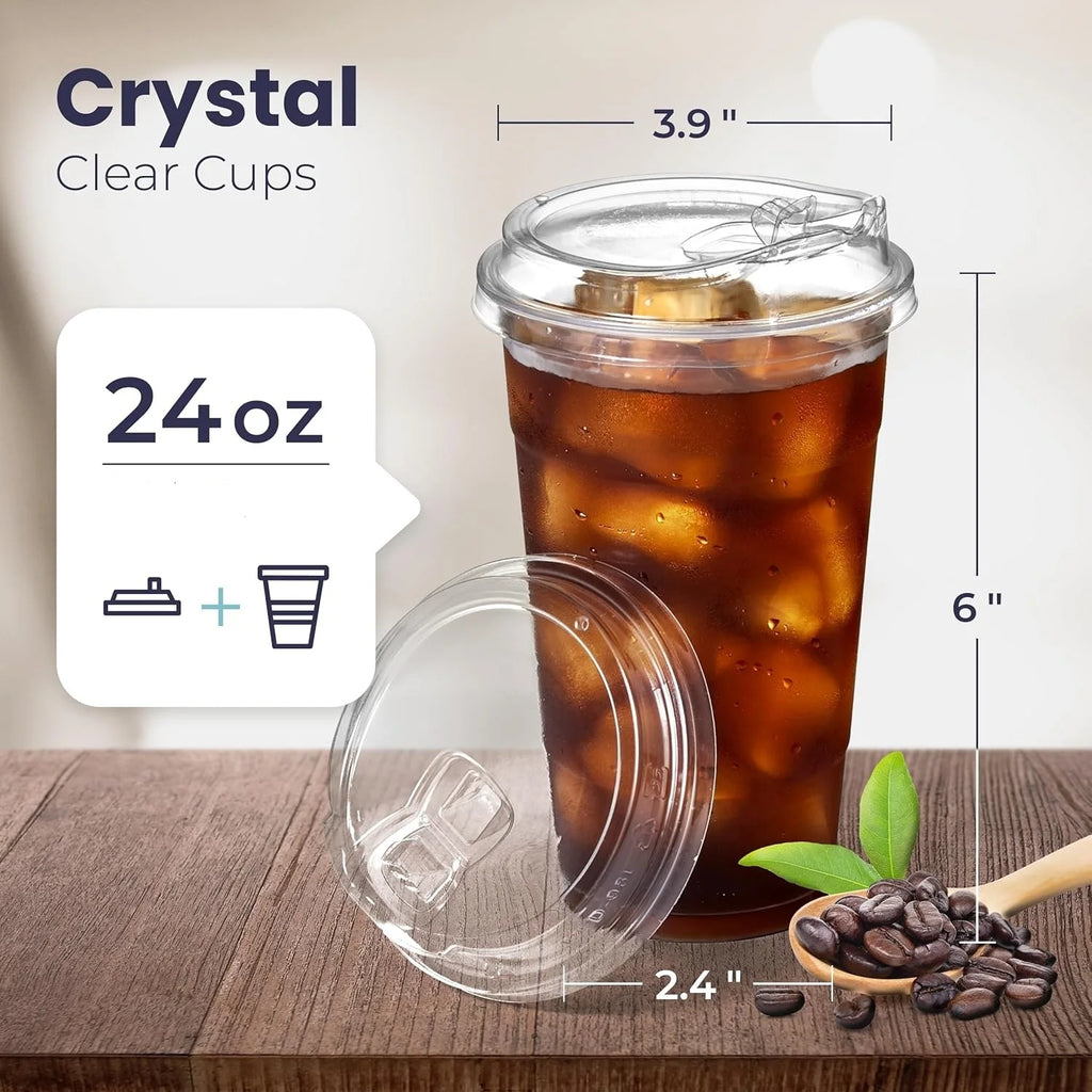 10 Sets Clear Plastic Cup with Sip lids 12//20/16 Disposable Cups for Iced Coffee or Juice Party  Smoothie Milkshake Cold Drinks