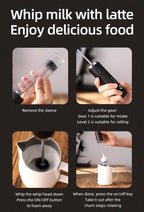 New Milk Foamer Bincoo Coffee Frother Rechargeable Handheld Coffee Milk Electric Handle Blender Egg Beater Espresso Tool
