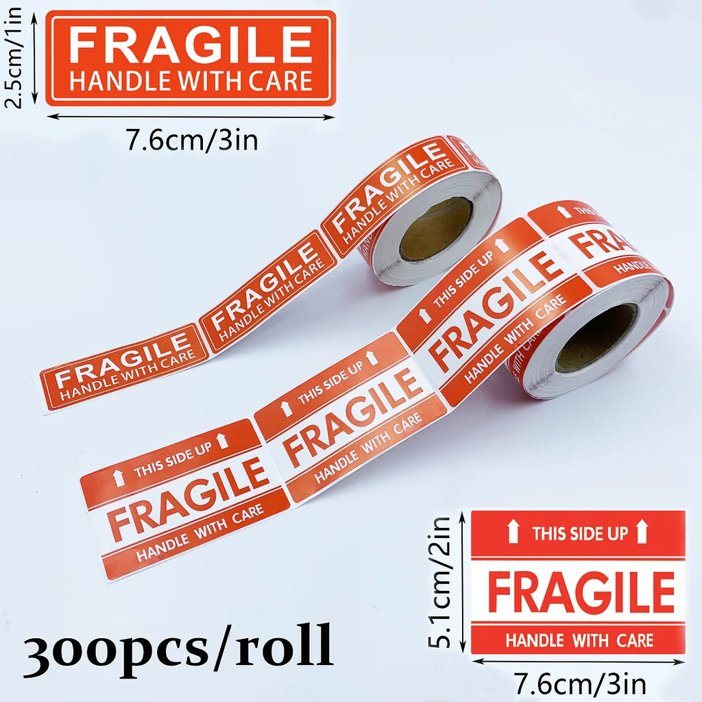300/600pcs Fragile Stickers "Handle with Care" Packaging, Paper Labels for Safe Shipping Cartons Boxes, Moving,Glass Packages