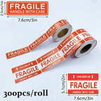 300/600pcs Fragile Stickers "Handle with Care" Packaging, Paper Labels for Safe Shipping Cartons Boxes, Moving,Glass Packages