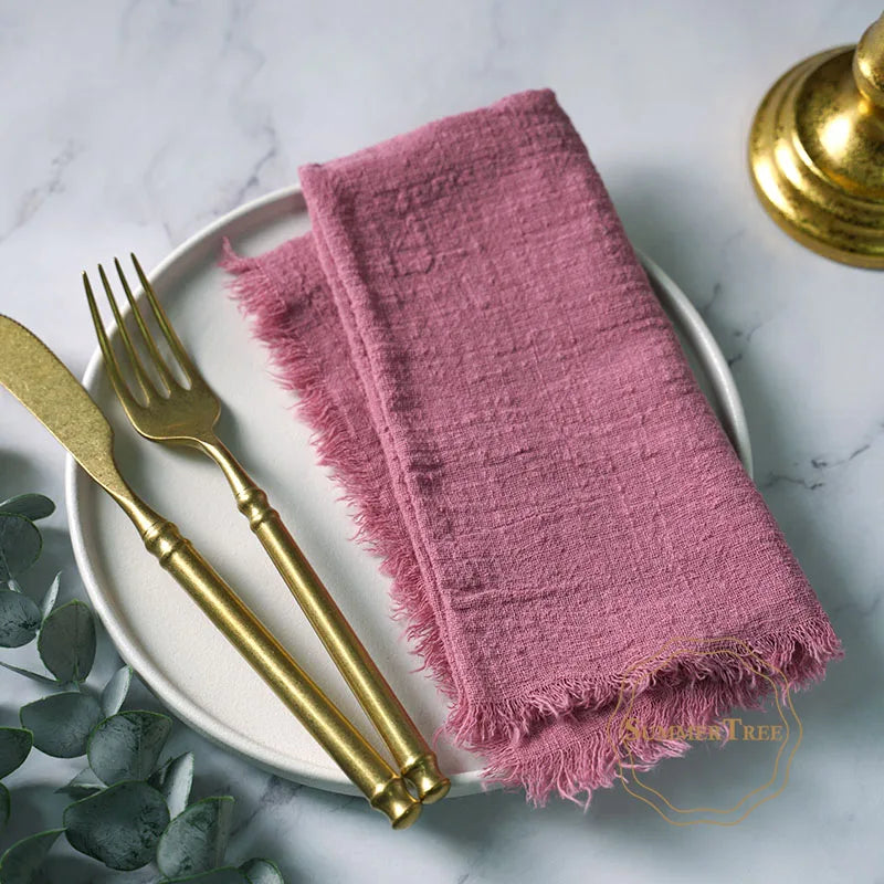 Napkin 41x41cm Cotton Cloth Gauze Retro Burr Rustic Kitchen Towel Dining Place Mat Wedding Party Dinner Mariage Table Decoration