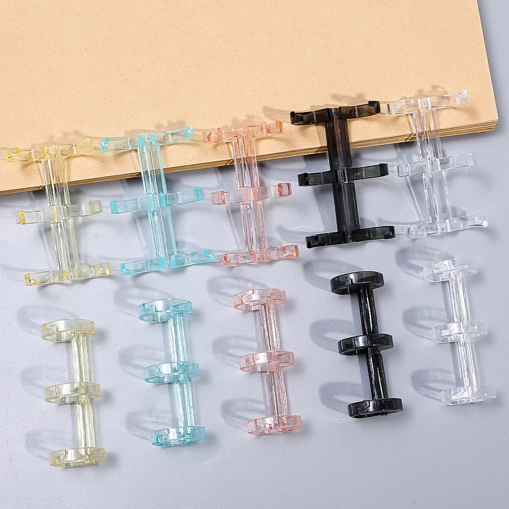 Loose Leaf Binders 5 Colors 3-hole Book Rings Translucent Binding Spines Combs Snap Split for DIY Diary Scrapbook School Supply